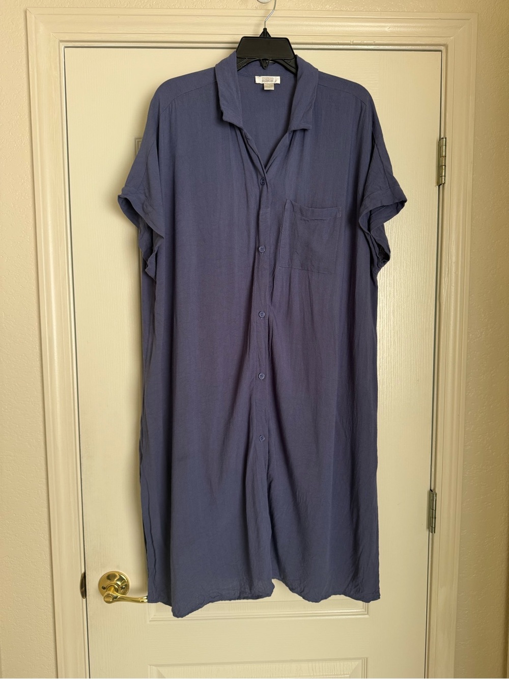 Relaxed Indigo Button-Front Midi Dress by Unknown Brand